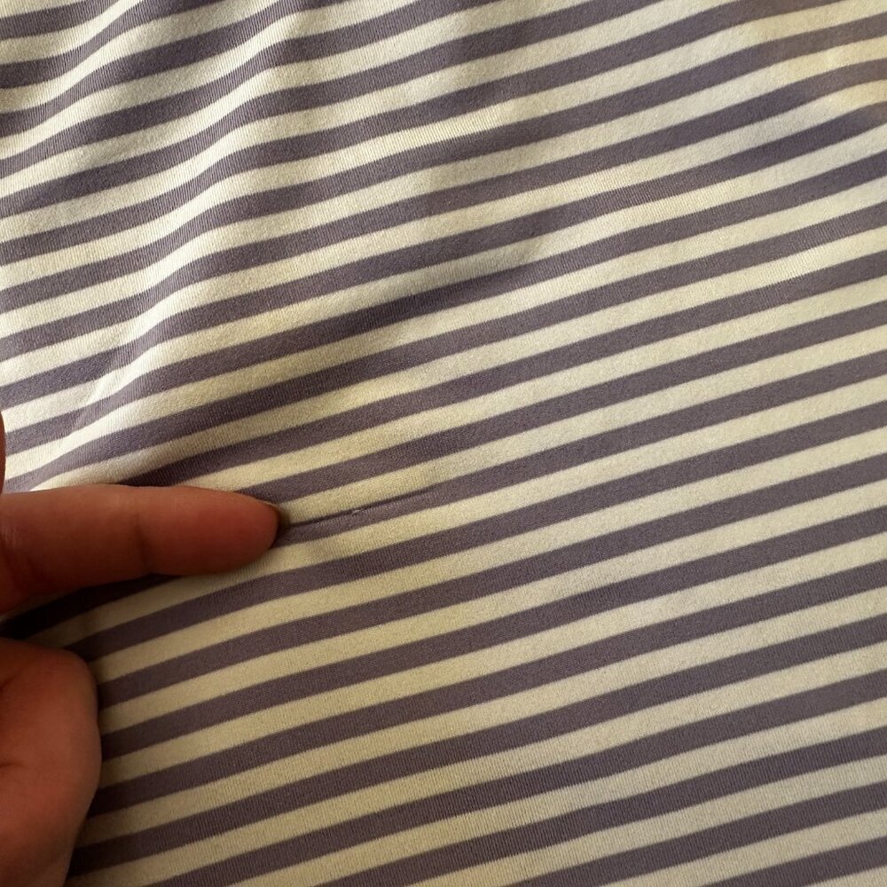 Untuckit Polo Shirt Performance Cronos Feeder Men's LARGE Purple Stripe - Picture 7 of 8